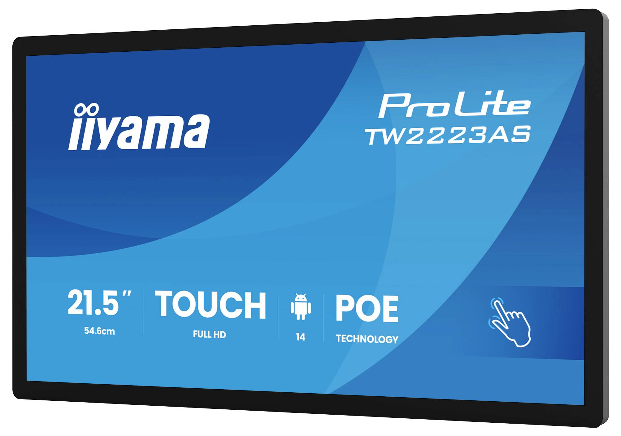 'iiyama ProLite TW2223AS touchscreen monitor; 21,5 inch; Full HD; Android; POE-technologie.'