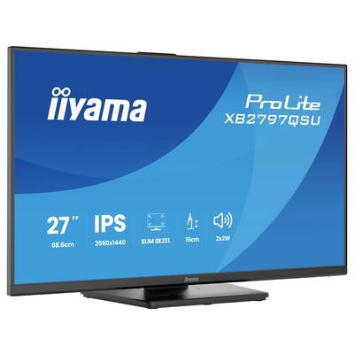 Iiyama ProLite XB2797QSU monitor: 27-inch, 2560x1440 resolutie, IPS-paneel, smal bezelrand, 15cm verstelbaar, 2x2W luidsprekers.