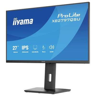 'Iiyama ProLite XB2797QSU monitor, 27-inch, 2560x1440 resolutie, IPS-scherm, smalle rand, verstelbare standaard, 2x2W speakers.'