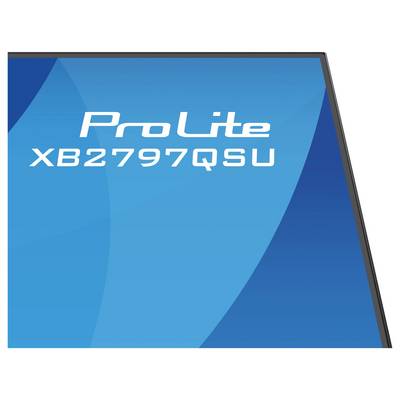 'Pro Lite XB2797QSU' tekst op een blauwe verloopachtergrond, waarschijnlijk het modelnaam van een product aangevend.
