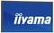 Een monitorrand met het 'iiyama'-logo op een blauwe achtergrond.