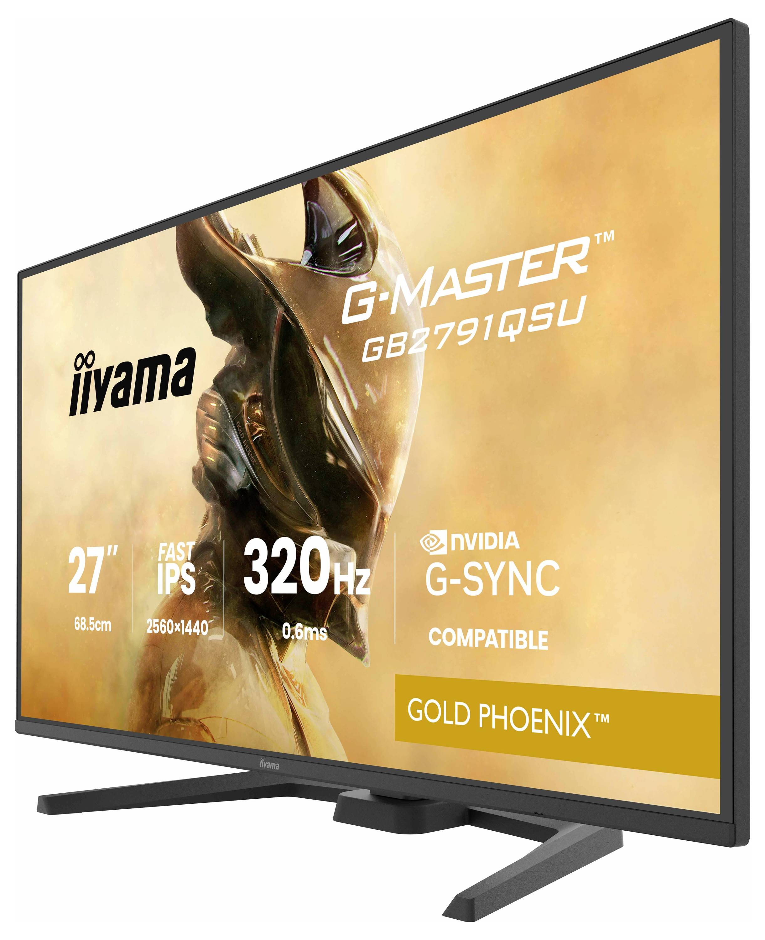 'iiyama G-Master GB2791QSU monitor, 27 inch, 2560x1440 resolutie, 320Hz, NVIDIA G-Sync compatibel, Gold Phoenix ontwerp.'