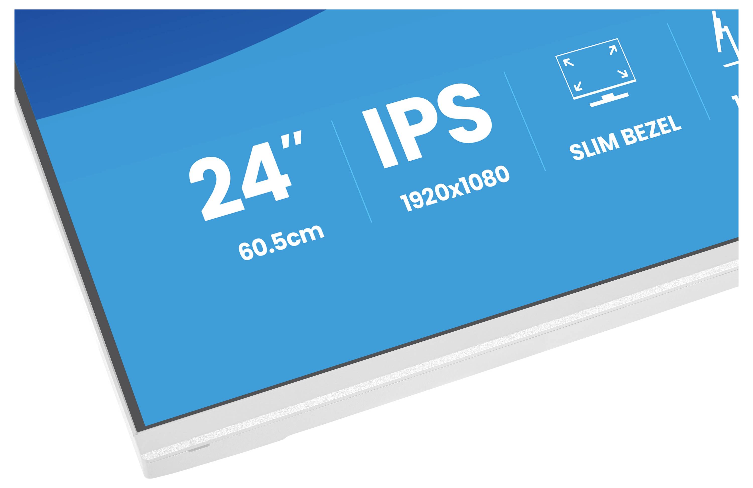 24" (60,5 cm) IPS-monitor, 1920x1080 resolutie, smal schermkader.