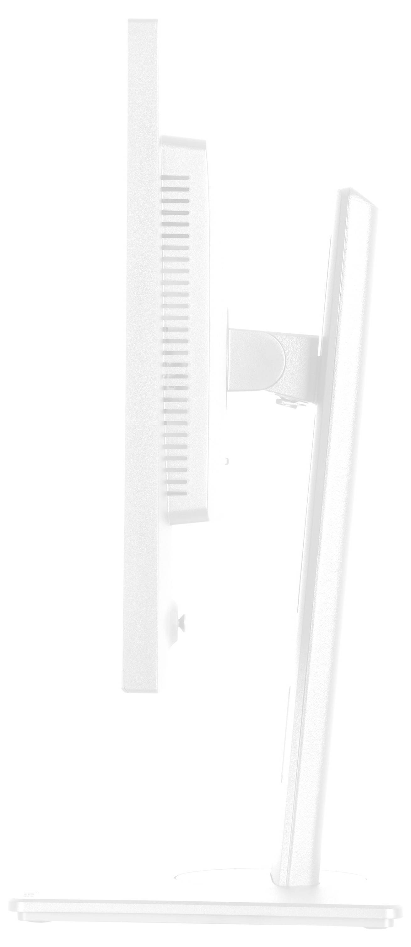 'Zijkant van een slanke computermonitor met dun profiel, lichte kantelingen op de standaard en zichtbare achterventilatieopeningen.'