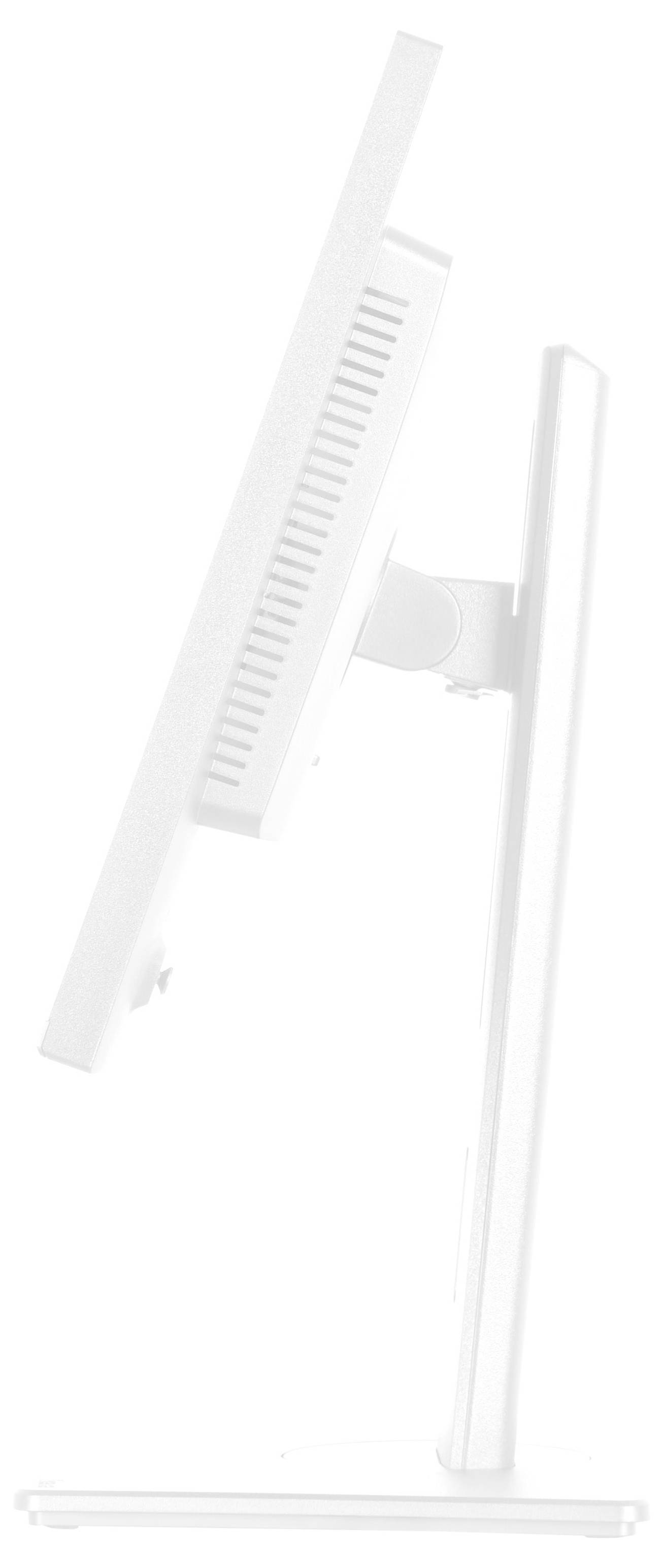 Een slanke, moderne computermonitor van opzij gezien, met een dun ontwerp en een verstelbare standaard.