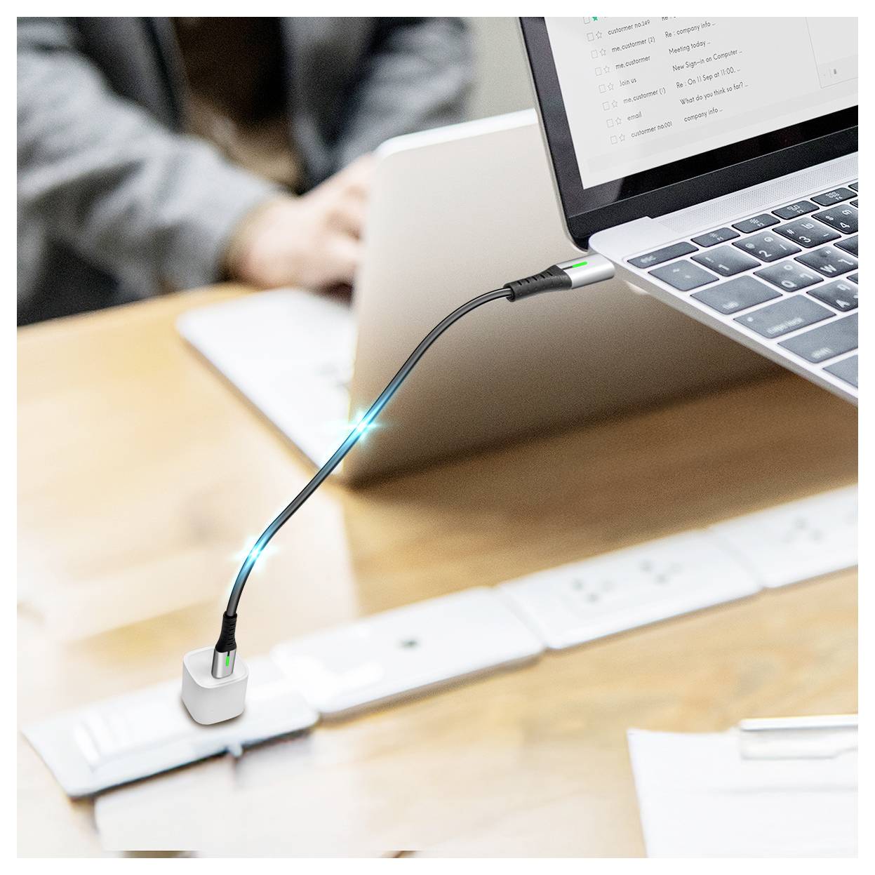 LogiLink CU0441 USB-C-kabel USB 3.2 Gen2x2 USB-C stekker 0.50 m Zwart Met LED, 4K UHD, Stekker past op beide manieren-5