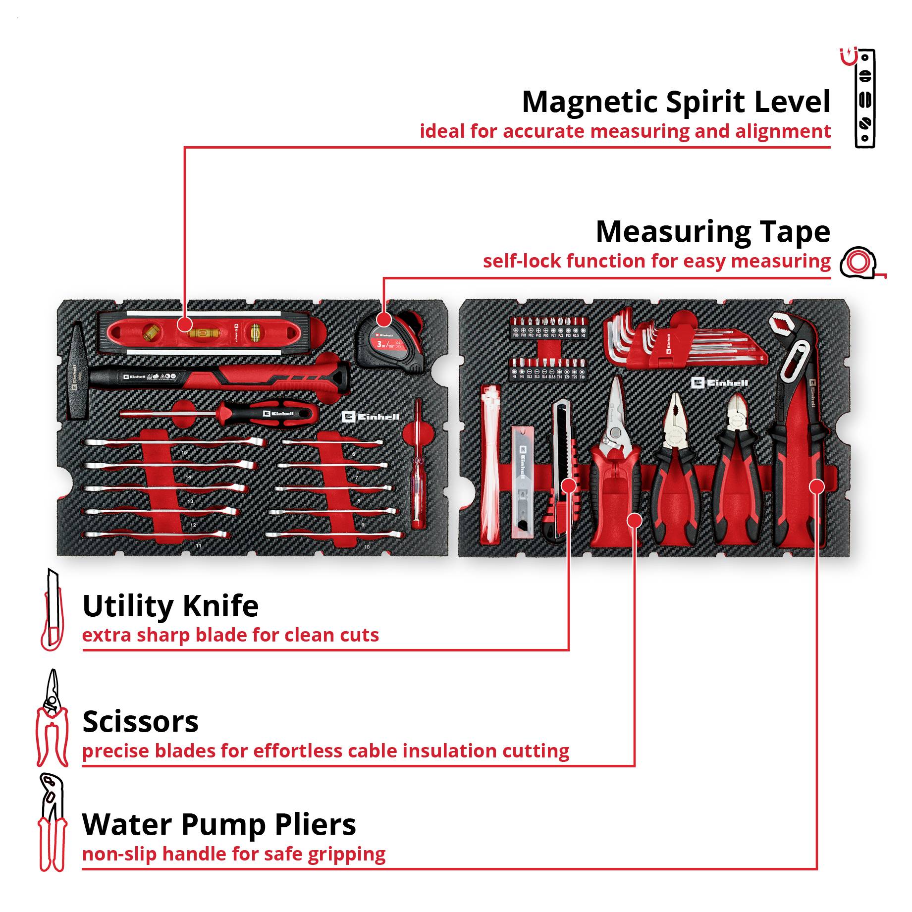 Einhell E-Case Umzug Gereedschapskoffer (gevuld) 79-delig-4