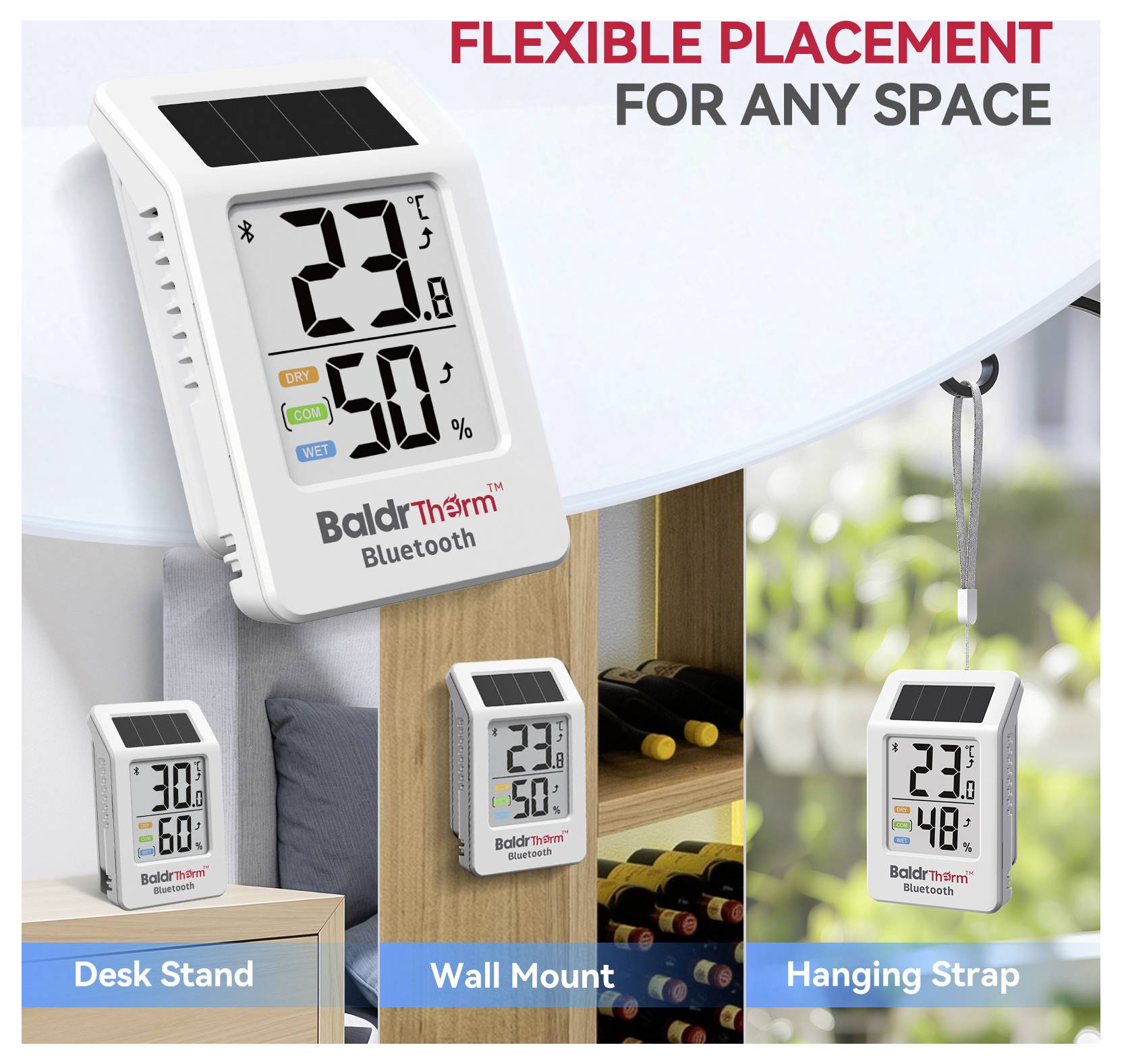 BaldrTherm HCS702B*HWG023WBRF-V2*1 Solar thermo- en hygrometer Wit-5