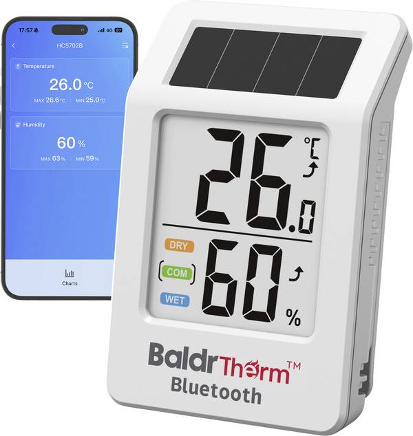 BaldrTherm  HCS702B Solar thermo- en hygrometer Wit
