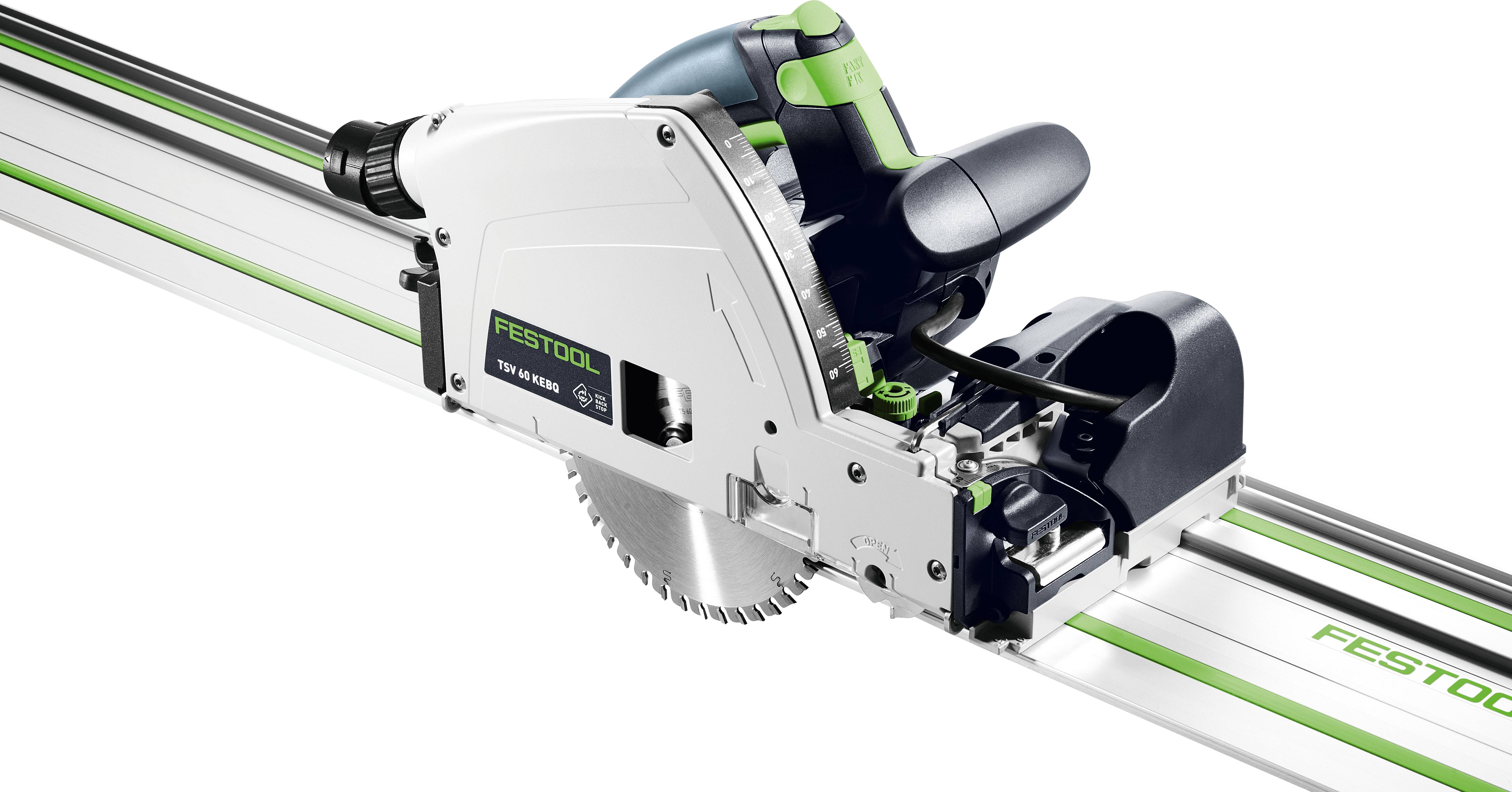 Festool TSV 60 KEBQ-Plus-FS Invalzaag met voorritsfunctie Zaagdiepte 90° (max.) 60 mm Zonder accu 1500 W, 190 W-0