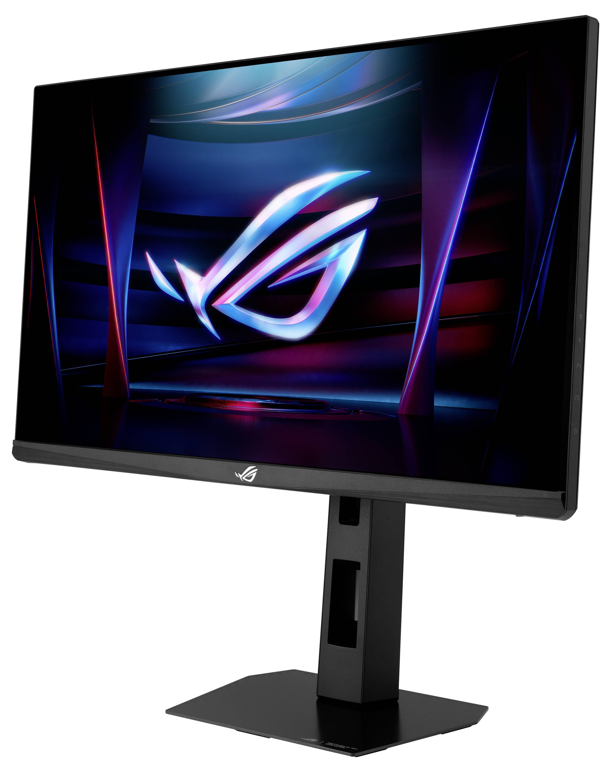 De afbeelding toont het achteraanzicht van een ASUS ZenScreen-monitor met standaard, waarop poorten en een getextureerd paneel zichtbaar zijn.