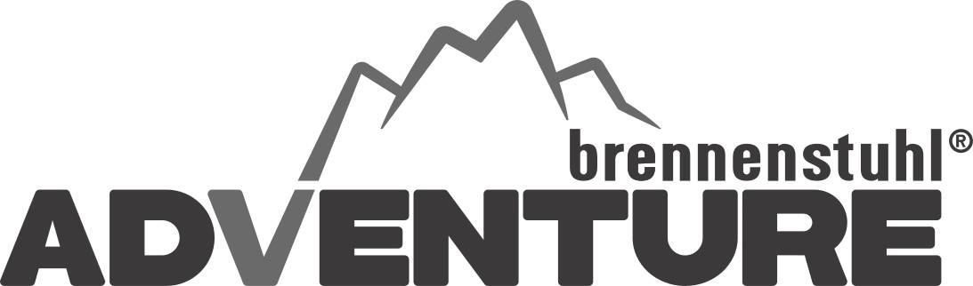 Logo met gestyleerde bergsilhouet boven de woorden 'brennenstuhl ADVENTURE' in vet zwart lettertype.