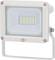 Een witte LED-schijnwerper met een rechthoekig frame en meerdere kleine LED's in een rasterpatroon ingedeeld, gemonteerd op een verstelbare beugel.