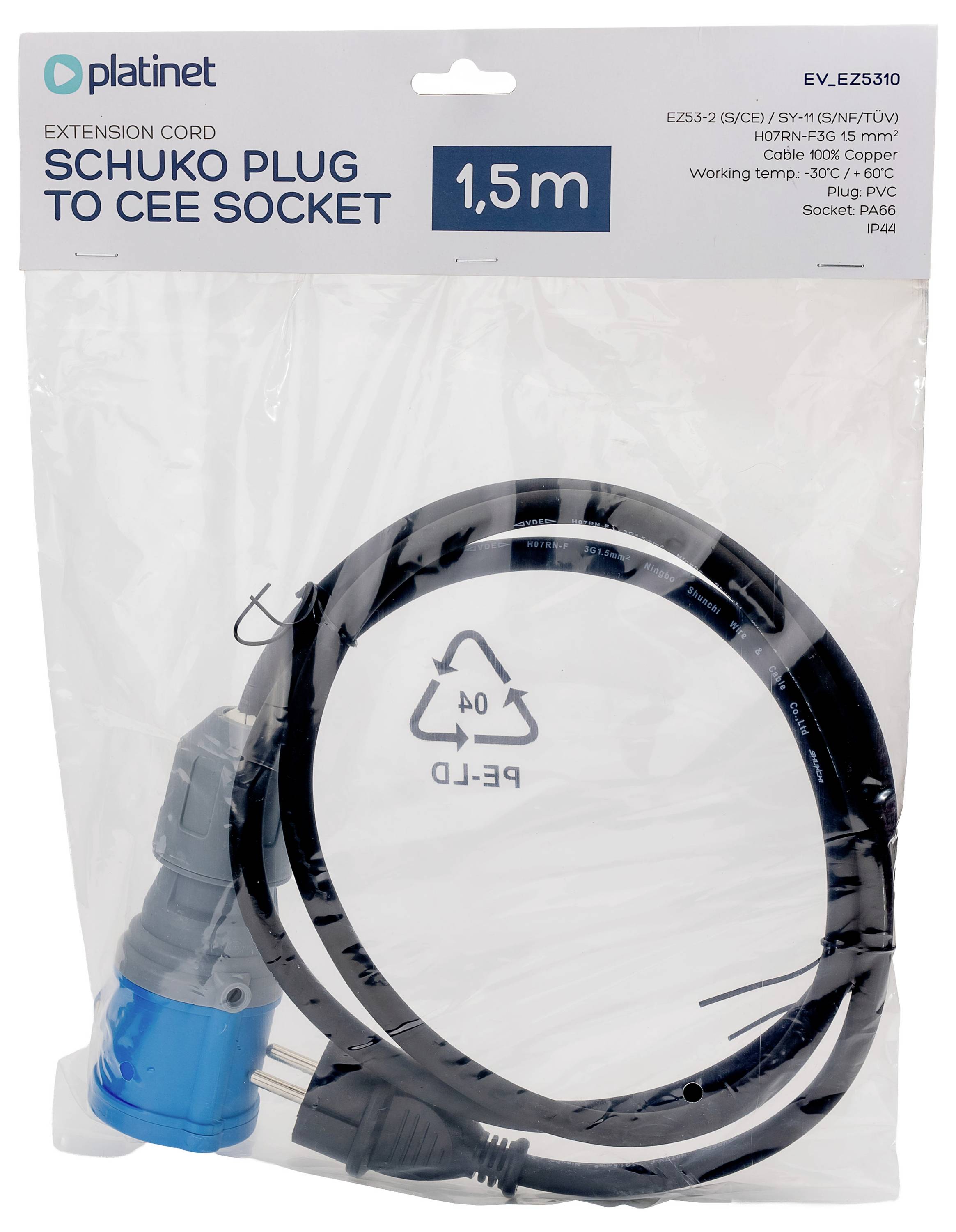 Platinet 46277 EV_EZ5310 CEE-adapterkabel 16 A 230 V 1 stuk(s)-5