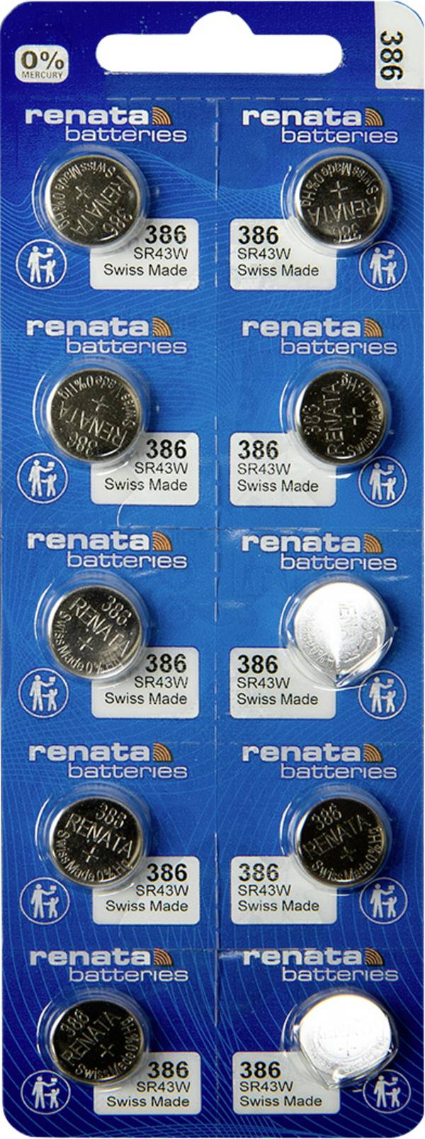 Renata Knoopcel 386 1.55 V 10 stuk(s) 130 mAh Zilveroxide 386 MP CE RENATA