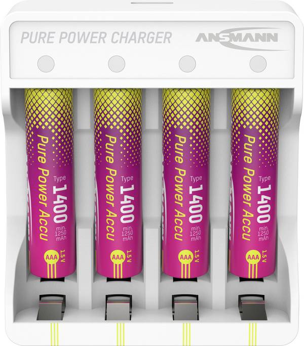 Ansmann Pure Power Set 4× Micro AAA Akkus und Lademodul Oplaadbare AAA batterij (potlood) Li-ion 1250 mAh 1.5 V 1 stuk(s)