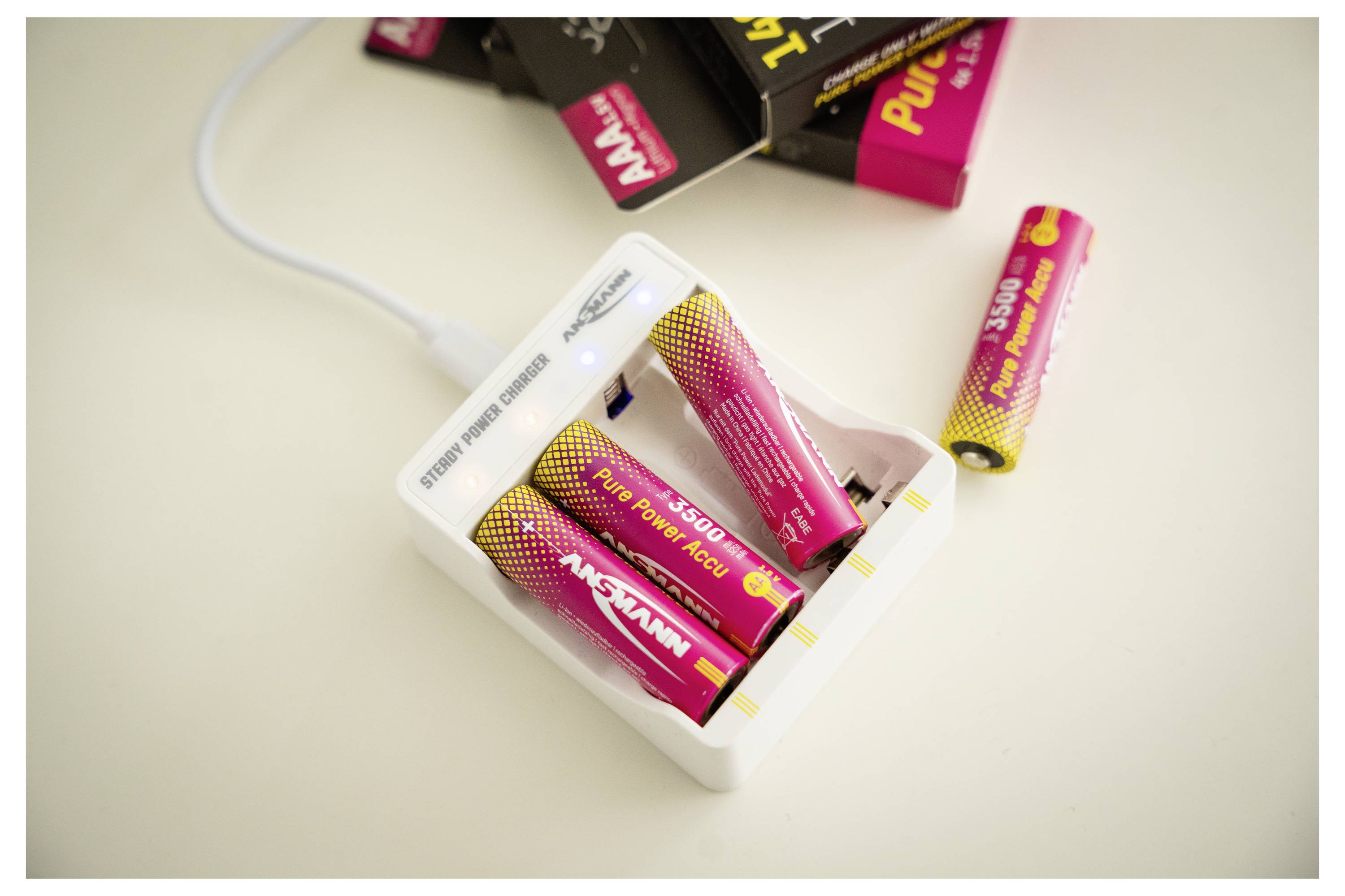 Ansmann Pure Power Set 4× Micro AAA Akkus und Lademodul Oplaadbare AAA batterij (potlood) Li-ion 1250 mAh 1.5 V 1 stuk(s-14