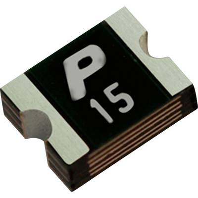 Een klein, rechthoekig elektronisch onderdeel met een zwart lichaam, twee metalen uiteinden en de markering 'P 15' op het oppervlak.