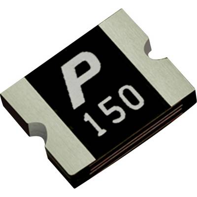 'P 150' is afgedrukt op een klein, rechthoekig geïntegreerd circuitchip met metalen randen.