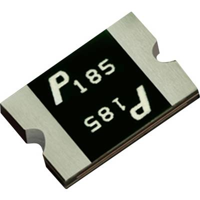 Een klein, rechthoekig, groen en zilver elektronisch onderdeel met het label 'P 185', waarschijnlijk een oppervlakte-montageweerstand of soortgelijk apparaat.