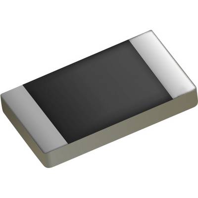 Een rechthoekige elektronische component met een zwart centraal gedeelte en metalen uiteinden, meestal gebruikt in schakelingen voor weerstand.