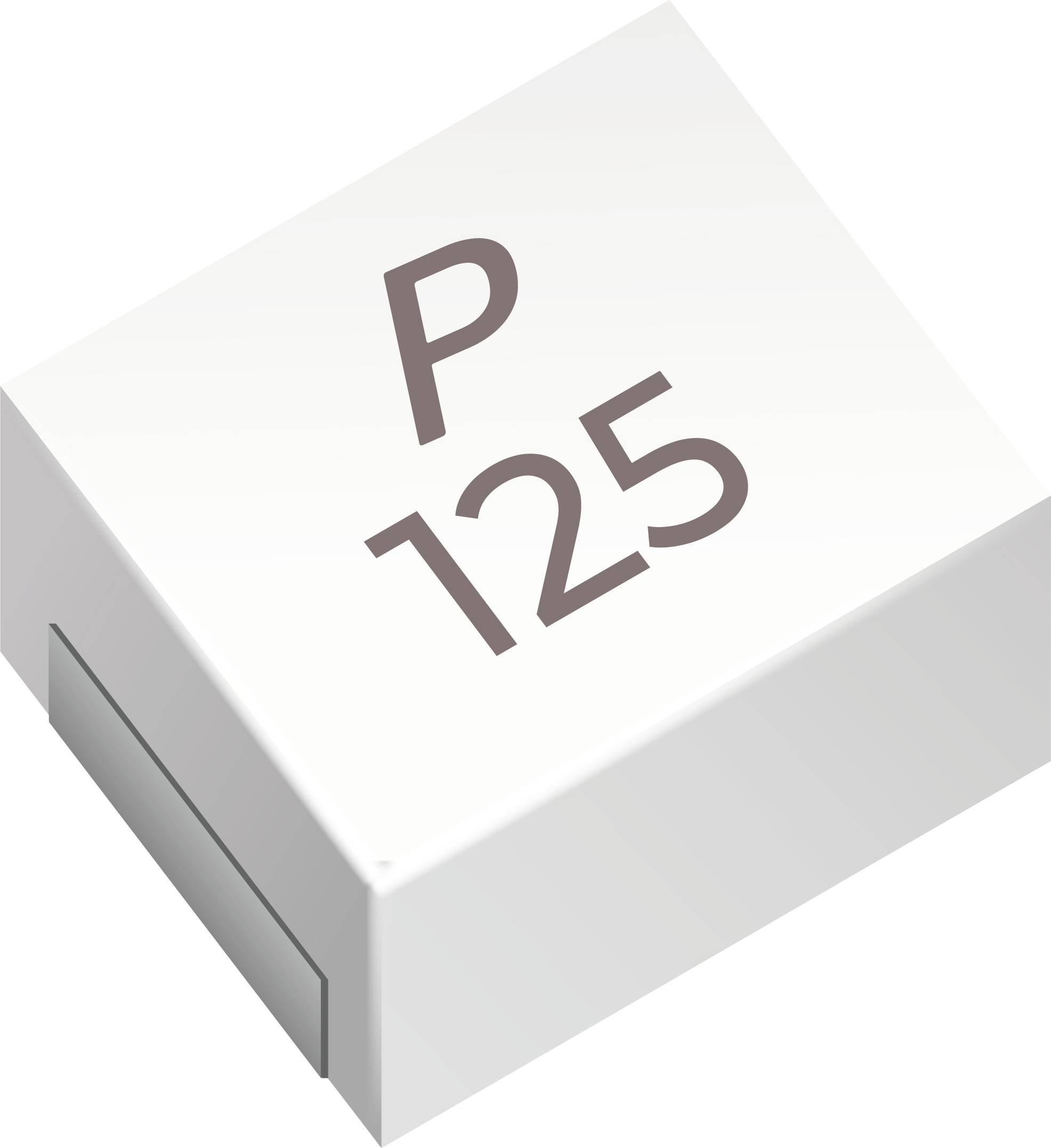 Witte rechthoekige elektronische component met het label 'P 125' op het bovenoppervlak.