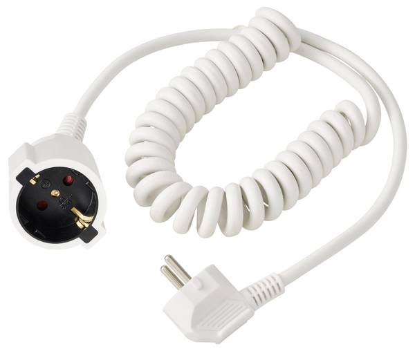 Sygonix SY-7279268 Stroom Verlengkabel  16 A Wit 2.50 m H05VV-F 3G 1,5 mm² Spiraalkabel