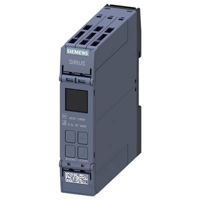 Industrieel Siemens Sirius circuitbeveiligingsapparaat, rechtopstaand, met knoppen en display aan de voorkant.