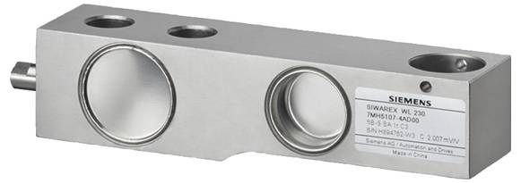 'Een rechthoekig metalen Siemens-apparaat met het label "SIWAREX WL 230". Het bevat ronde componenten en een aangesloten kabel.'