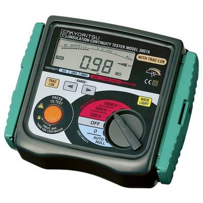 'Digitale isolatie-continuïteitsmetertester met een scherm dat 0,98 megaohm weergeeft, gebruikt voor het meten van elektrische isolatieweerstand.'