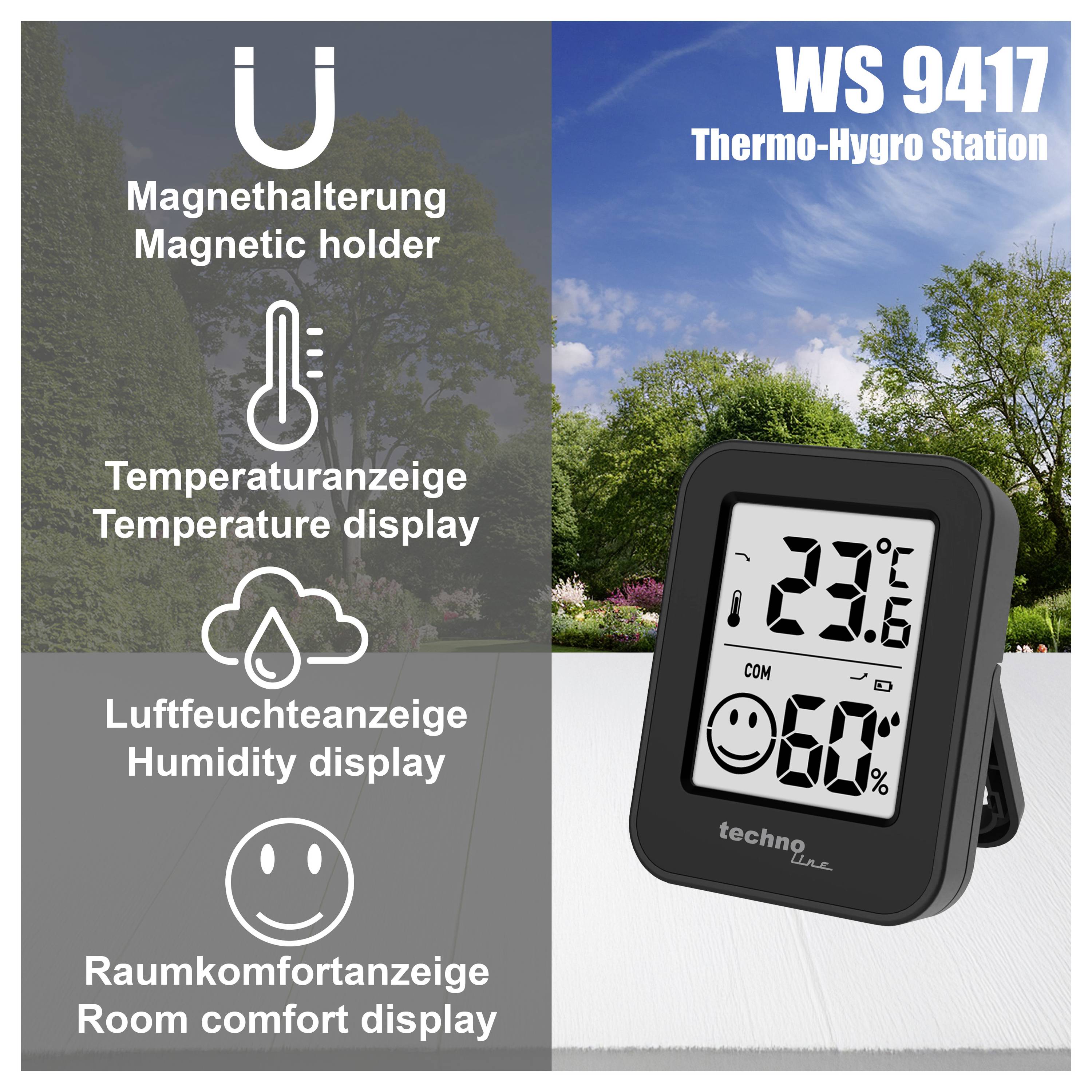 Techno Line WS9417 schwarz Thermo-Hygrostation WS9417schwarz Thermo- en hygrometer Zwart-2