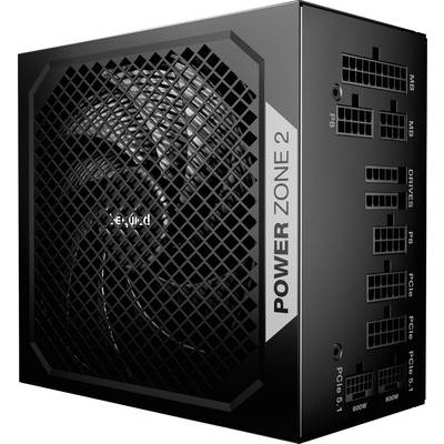 Een zwarte voeding gelabeld 'POWER ZONE 2' met meerdere poorten en een ventilator aan de zijkant.