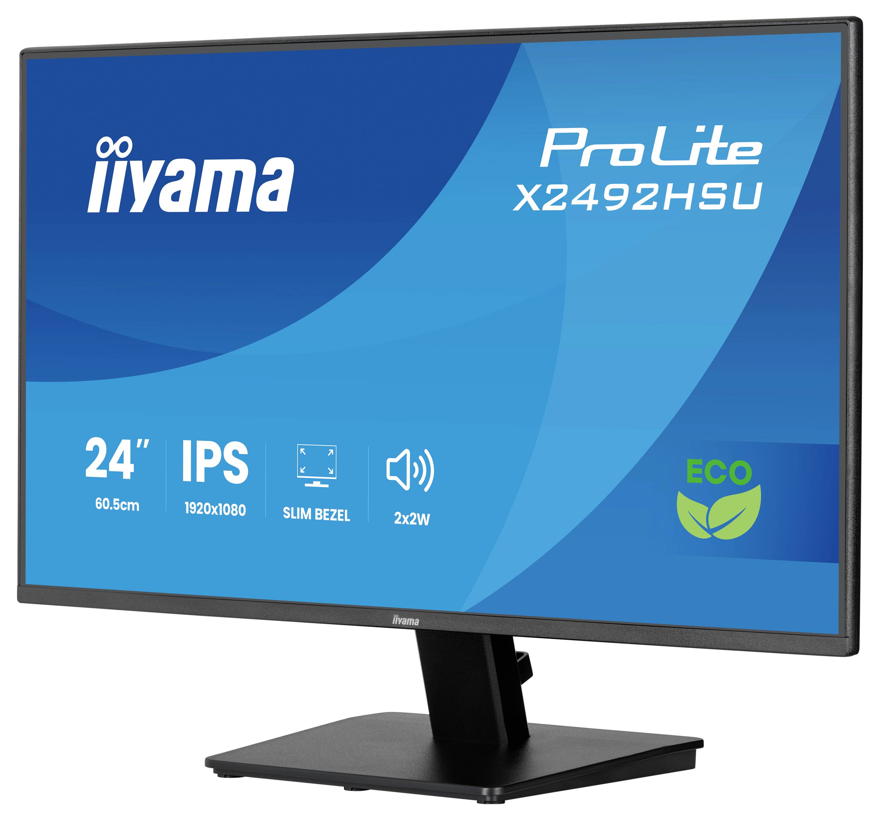 'Iiyama ProLite TW1023ASC' touchscreen-monitor, 10-inch formaat, voorzien van PCAP-technologie en POE. Scherm toont blauwe gradiënt met branding.