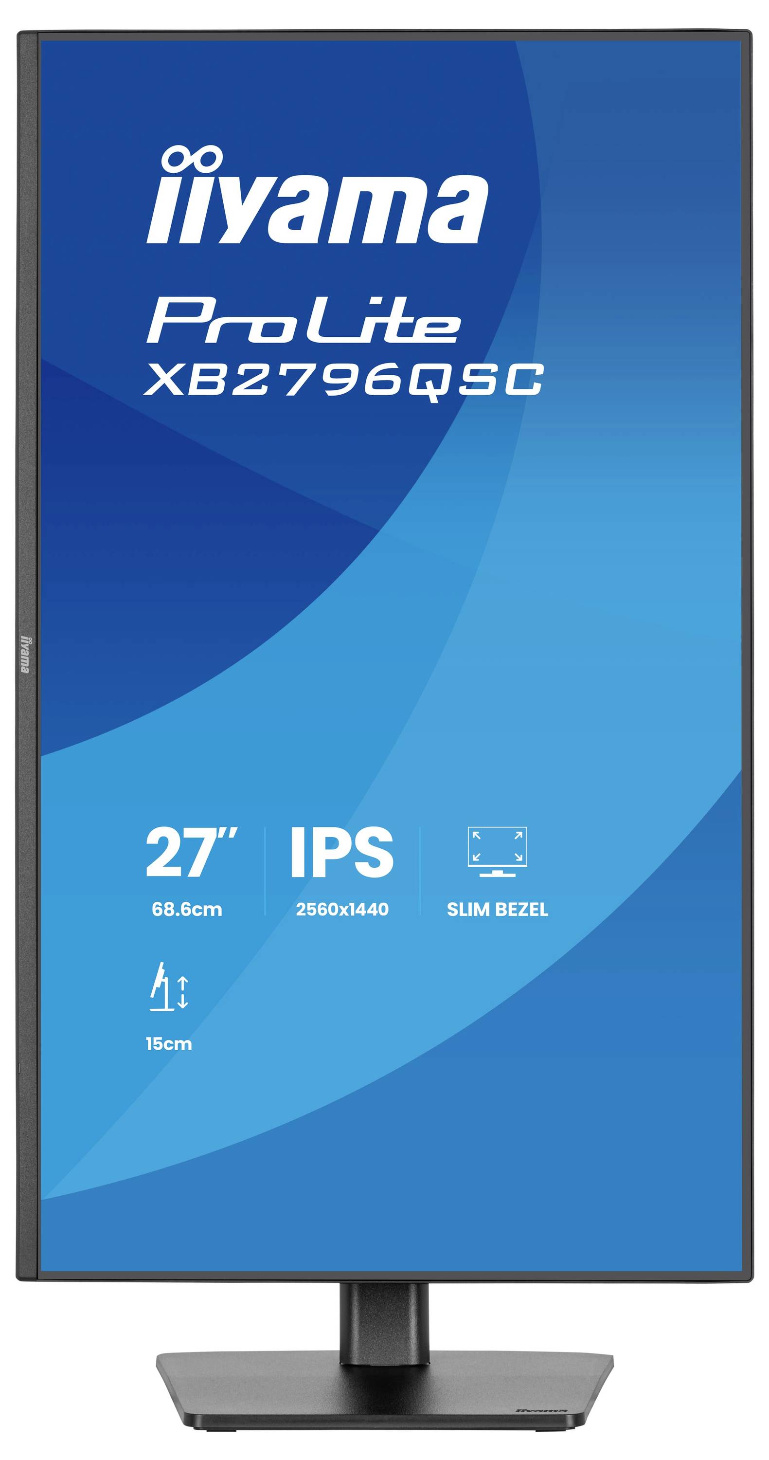 Zijkant van een flatscreen monitor op een standaard, met showcase van het slanke ontwerp en het verstelbare scharnier voor schermkanteling.