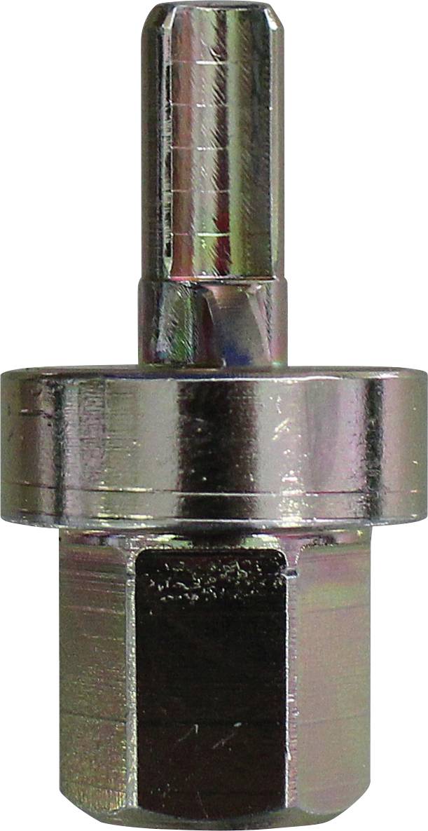 Stopcontactmodule met één UK-stekkeraansluitvak, één USB-C 22W-poort en één USB-A 18W-poort op een cilindrische zwarte basis.