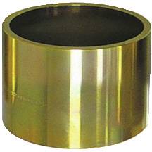Een cilindrische, glanzend gouden metalen lagerbos, meestal gebruikt in mechanische toepassingen om wrijving tussen draaiende onderdelen te verminderen.