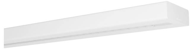 Een rechthoekig, wit LED-verlichtingsarmatuur ontworpen voor plafondmontage, geschikt voor moderne binnenomgevingen.