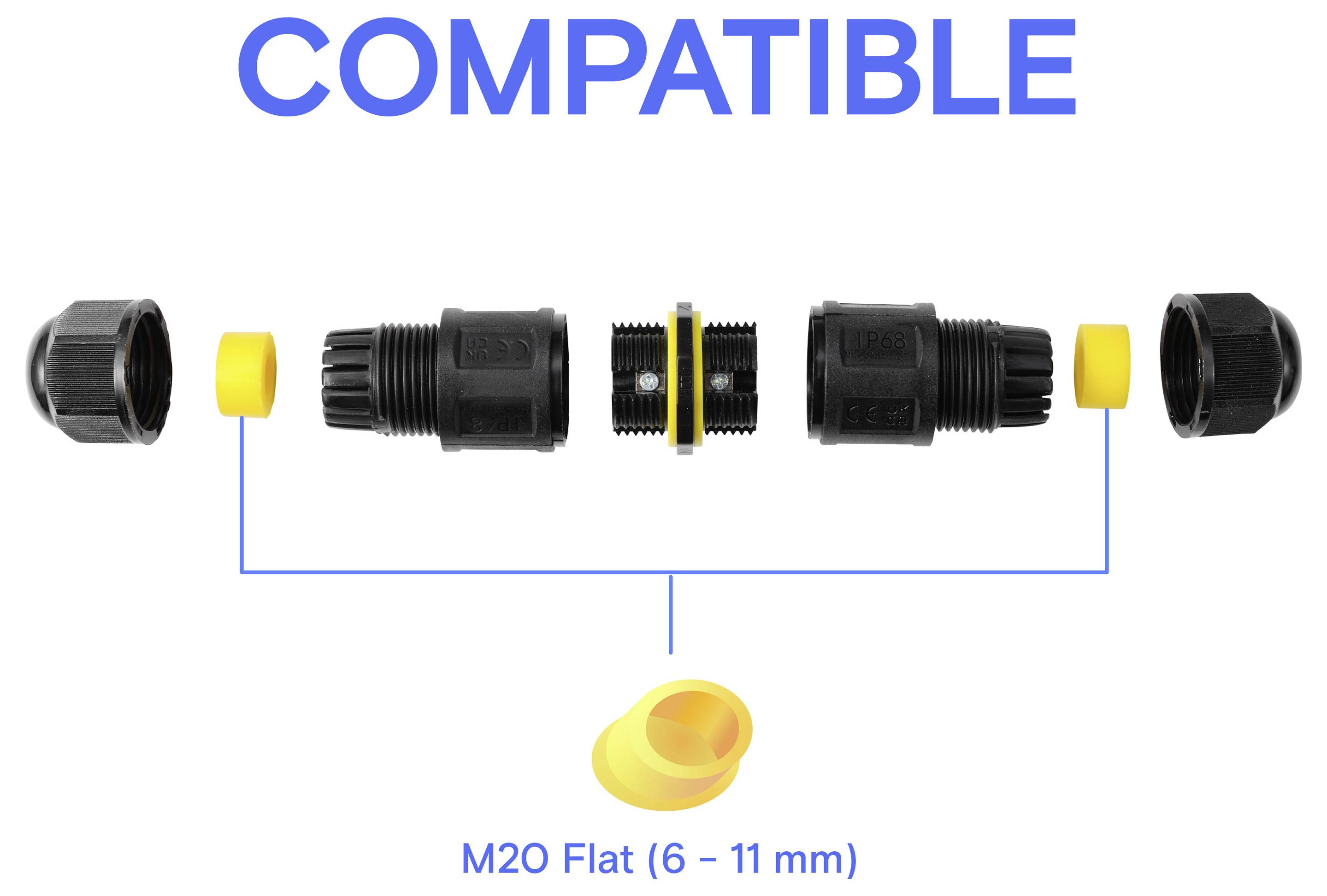 TRU COMPONENTS kabelverbinder IP68 waterdicht, schroefcontact 5-polig, 0,5-2,5 mm² TC-14745224 Zwart TRU COMPONENTS Inho-7