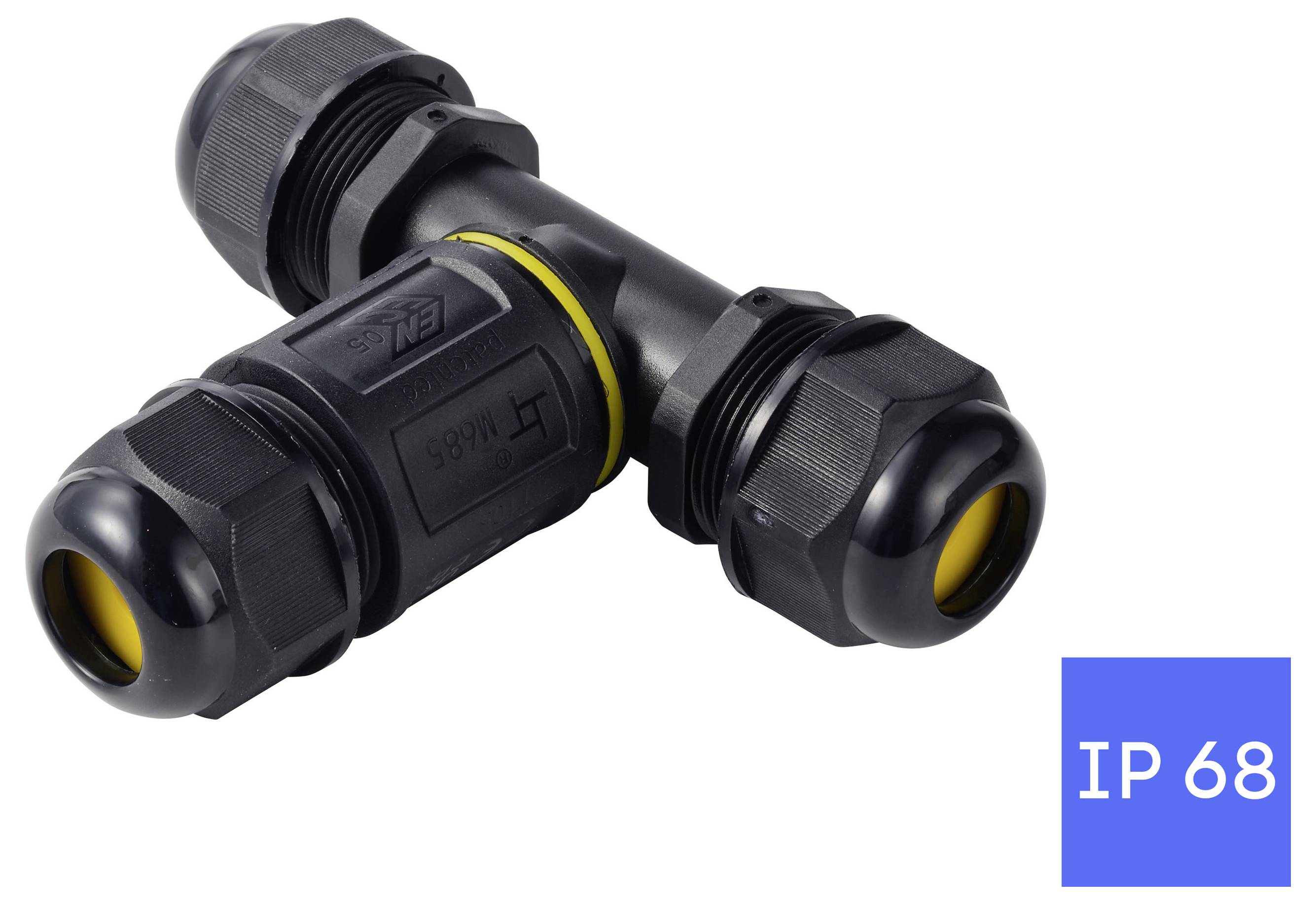 TRU COMPONENTS T-aftakking kabelverbinder IP68 waterdicht, 3 ingangen, schroefcontact 3-polig, 0,5-4,0 mm² TC-14745256 Z-5