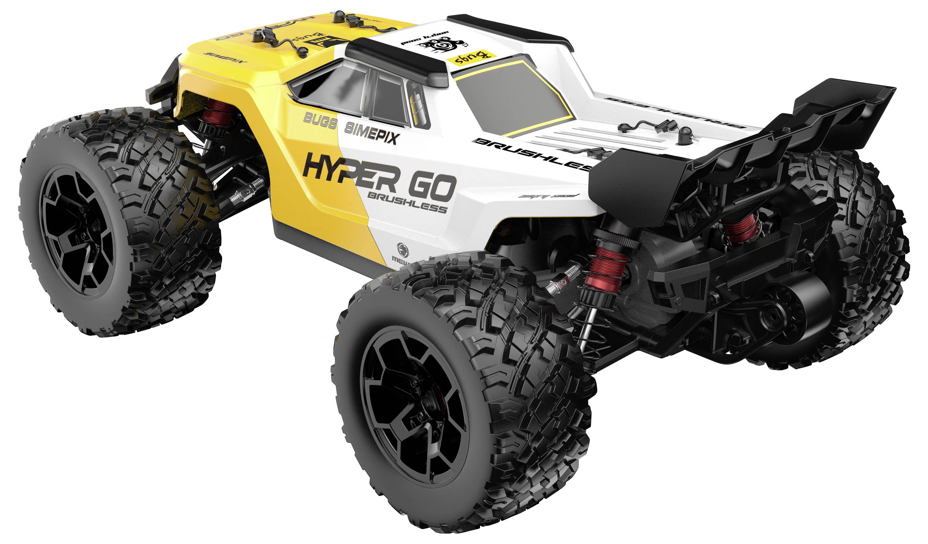 MJX Wit-geel, Zwart Brushless 1:14 RC auto Elektro Truggy 4WD RTR 2,4 GHz Incl. accu en lader, Incl. extra chassis-2