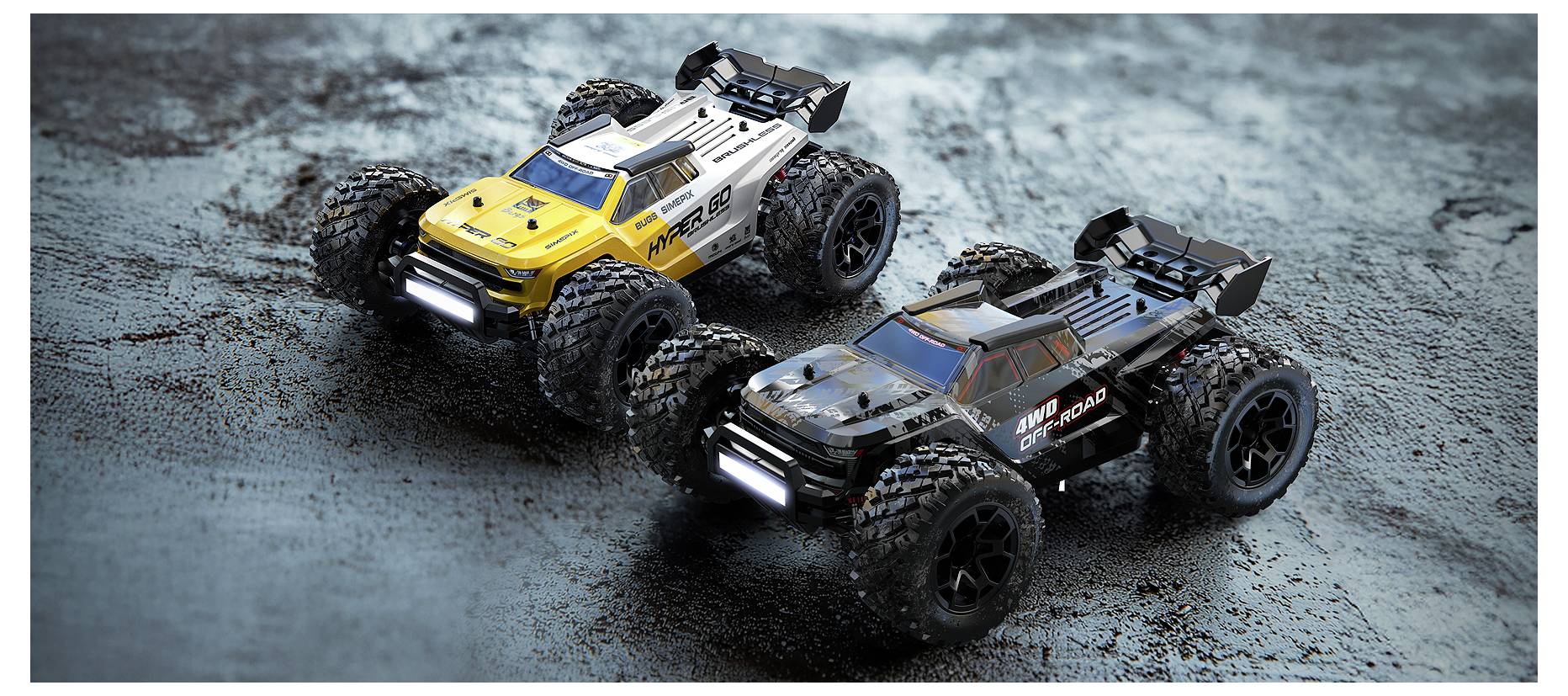 MJX Wit-geel, Zwart Brushless 1:14 RC auto Elektro Truggy 4WD RTR 2,4 GHz Incl. accu en lader, Incl. extra chassis-15