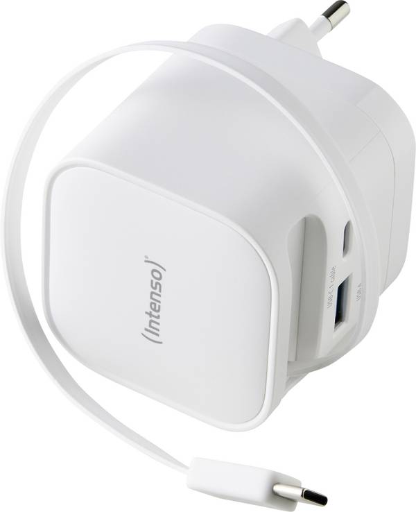 Intenso Intenso Power Adapter W65ACIC GaN white USB-oplader 65 W 1x USB-C Wit Thuis