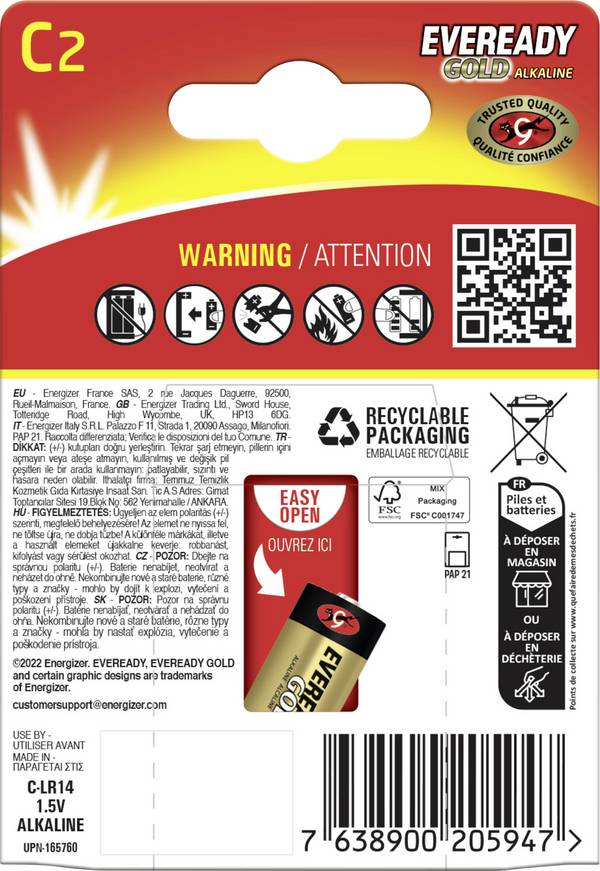 Eveready E304396700 C batterij (baby) Alkaline 1.5 V 2 stuk(s)