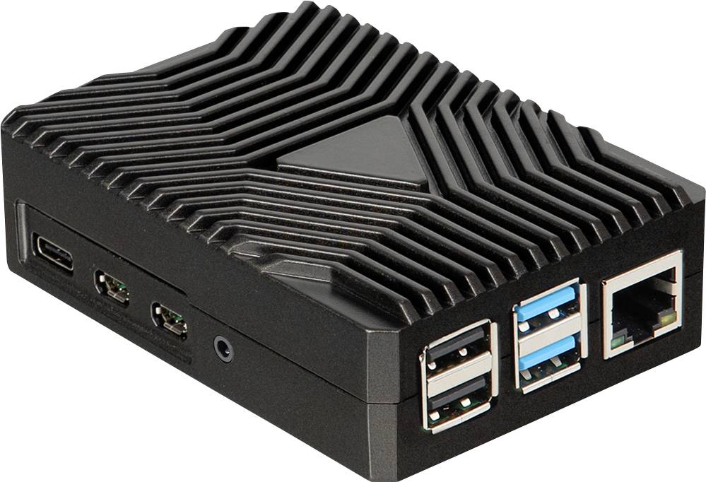 Joy-it Aluminium behuizing Geschikt voor serie: Raspberry Pi® 5 B Incl. passieve koeler Zwart
