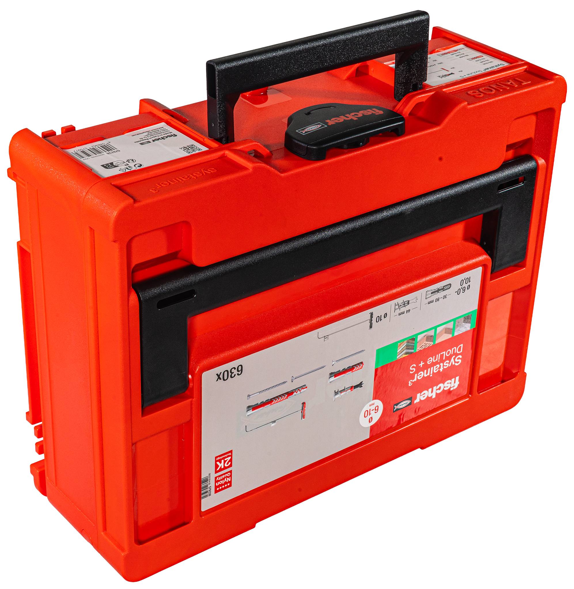 Rode draagtas met daarin een Sony Floppy Disk Drive systeemeenheid met zwarte handgreep en voorlabel.