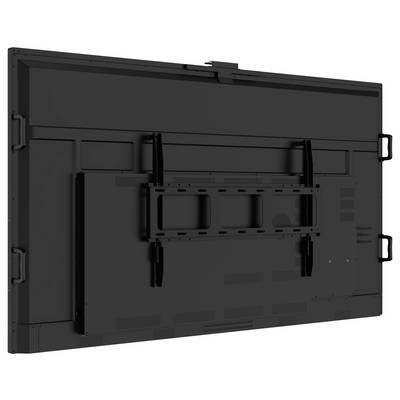 De afbeelding toont de achterkant van een groot flat-screen monitor met bevestigingsbeugels eraan bevestigd, geschikt voor wandmontage.