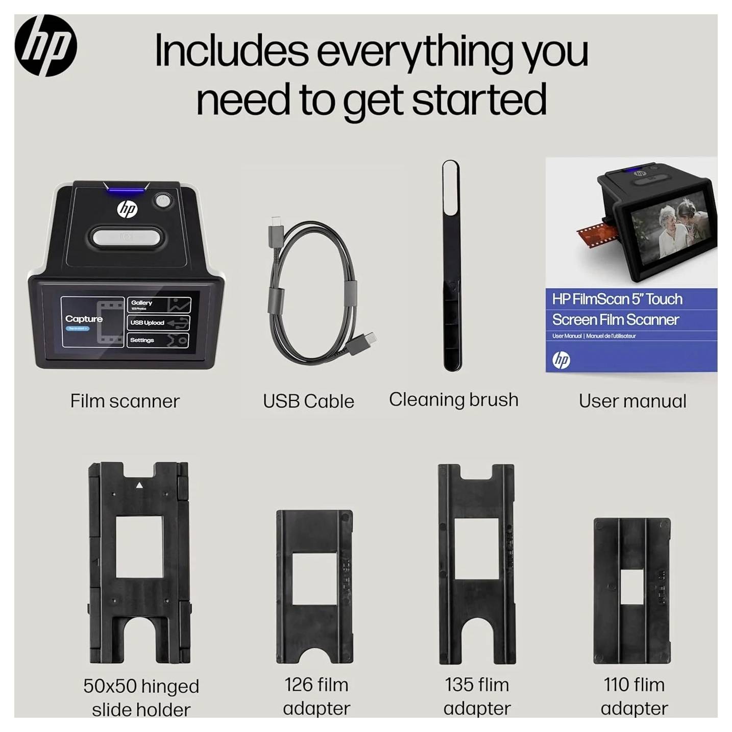 HP HPFS500 Diascanner, Filmscanner 4208 x 3120 Pixel Kleurentouchscreen, USB-stroomvoorziening, Contrastregeling, Belich-8