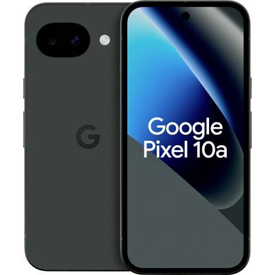 Voor- en achterzijde van de Google Pixel 10a smartphone, waarbij het scherm wordt weergegeven met een gradiënt blauwe achtergrond en de tekst 'Google Pixel 10a'.
