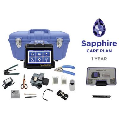 'Sapphire Care Plan' eenjaars servicepakket met gereedschappen, meetinstrument en beschermende blauwe koffer.
