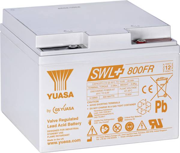Loodaccu Yuasa SWL+800FR Loodvlies (AGM) 24.4 Ah 12 V 1 stuk(s)